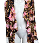 Gramercy 22 Mixed Print Open Ruffle Trim Cardigan Pink Size XS Photo 0