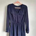 Dalia Blue Flowy Chiffon Blouson mini Shirt dress sz 4 Photo 2
