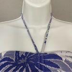 ZARA Halter Crop Top Blue Tropical Size Small Cut-Outs Women Beachy Palm Leaves Photo 6