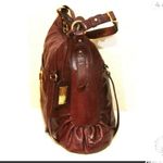 Badgley Mischka Burgundy Leather Shoulder Bag Tote Side Pockets Hang Tag XC Photo 4