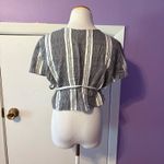 Urban Outfitters ‎ Outfitters Striped Wrap Top Short Sleeve Linen Cotton Blouse Size Large Photo 3