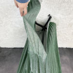 Pretty Little Thing Glitter Dress Womens US 4 Pleated Emerald Green Skater Glam Photo 3