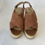 H by Halston  Espadrille Wedge Sandals Stella Cognac Womens Slingback Size 9.5M Photo 2