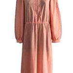 Vintage Peach JCPenney Long Sleeve Dress, 1980s Spring Dress Sz 4 or Small Photo 0