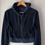 Brandy Melville John Galt Cropped Velour Navy Full Zip Hoodie Photo 5