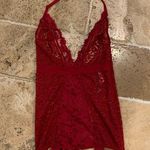 Victoria's Secret Victoria’s Secret Plunge Halter Garter Slip Corset Red S Lace NWT Photo 8