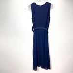 Ralph Lauren NWT  Navy Blue Buckle Belt Sleeveless Jersey‎ Chiffon Dress Size 12 Photo 4