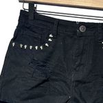 Hot Kiss Black Distressed Denim Short W/Skull Grommets Around Pocket Junior Sz 11 Photo 2