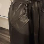 Max Studio MAX STUDIOS FAUX LEATHER BROWN LONG DOUBLE BREASTED BELTED TRENCH COAT SIZE M Photo 3