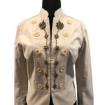 Cache Cotton Denim Gold Embellished Jacket Stretch Longer Sleeve Lined $168 NWT Photo 1