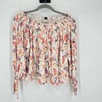 Free People  Lexington Off Shoulder Floral‎ Boho Blouse Small Tie Cuff Ivory Photo 1