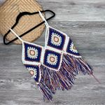 Bohemian crochet knit fringe sleeveless‎ top festival Size M Photo 0