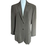 Jones New York 100% Silk Blazer Jacket Suit Brown Silky Satin Feel SZ 16 Lined Photo 1