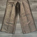Madewell  High Rise Slim Emmett Wide-Leg‎ Crop Pants Bronze Metallic Size 25 Photo 3
