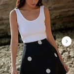 Aston Studio Trixie Linen Skirt in Nero/milk dot polka dot‎ size 6 NEW Black Photo 0