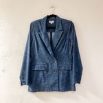 Evereve Alexa Jean Cotton Blazer in Blue Small Photo 1