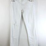 Tory Burch Womens Jeans Slouchy Slim Distressed Stretch White Size 26 Photo 0