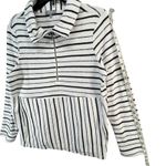 Habitat  Clothes to Live In Weekend Terry Top S White Stripe 1/4 Zip Sweatshirt Photo 10