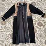 80’s Bonnie Durant Vintage Wool Trench Coat Silk Taffeta M Medium Black Photo 3