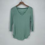 Soho Jeans Soft Tee Mint Green Crisscross Neck 3/4 Sleeve Top Size S Photo 1