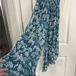 Angie  Teal and White Smocked Bodice Angled
Hem Jumpsuit (Q5V65) Photo 5