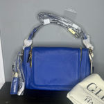 G.I.L.I Leather Crossbody Purse Handbag Bag New NWT Blue Mesh Liner Haloguard Photo 0