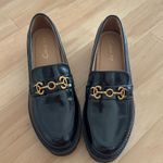 Circus by Sam Edelman Black Patent Leather Loafers with Gold Chain Photo 0