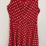 Enfocus Studio Polka Dot Dress Women's Fit & Flare Cowl Neck Sleeveless Red, 14 Photo 0