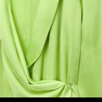 ZARA Lime Green Satin Silk Draped Mini Dress Photo 2