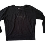 Victoria's Secret Victoria’s Secret size medium black crew neck sweatshirt pullover logo shiny Photo 0