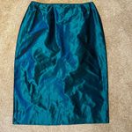 Carlisle  Silk Pencil Fully Lined Skirt Shimmering MetallicTeal Size 4 Photo 0