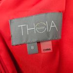 Theia Red Asymmetrical Ruched Flutter Sleeve Gown Size 8 Formal Event Black Tie Photo 5
