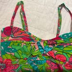 Lilly Pulitzer Tankini Swim Top Twist Front Green Pink Frog Classic Size Small Photo 5