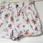 American Eagle White Floral Denim Mom Shorts Photo 4