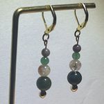 Handmade  Moss Agate + Citrine + Green Aventurine Beaded Earrings ✨ Photo 2