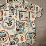 Sunburst Kiss European Summer Printed Button Up Short Sleeve Top White Size XL Photo 4