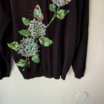 Quacker Factory Vintage  Sequin‎ Floral Butterfly Zip Cardigan Sweater S Photo 2