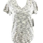 Saucony  Womens Gait Short Sleeve Top V Neck Heathered Black White Size XS Photo 0