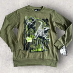 JURASSIC WORLD Women's Olive Crewneck Sweatshirt Size Large NEW NWT Green Photo 0