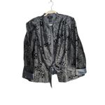 R & M Richards  Womens 24W Silver Black Paisley Brocade Jacket Tie Front 3/4 Sleeve Photo 8