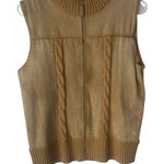 Designers Studio Vintage Size Small Western Leather Tan Cable Knit Vest Brown Photo 0