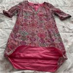 Caroll pink floral geometric 100% cotton shift dress, size 38 or US S France Photo 6