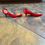 Sacha London Floral Embroidered Vintage Pumps Heels 7 Red Photo 3