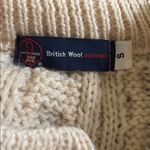 VTG British Wool Chunky Oversize Wool Cable Knit Cardigan Sweater Sz S Ivory White Photo 6