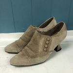 Unlisted Vtg  Spatter Me tan taupe suede heels women’s size‎ 7.5 Photo 4