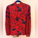 Anthropologie BL^NK LONDON M Vivant Peasant Blouse Red Navy Photo 5