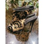 Paper Fox Womens Bronze Damask Print Velvet Embossed Size 8 Black Photo 4