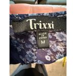 Trixxi Navy Blue Floral Print Square Neck Puff Sleeve Ruffle Tiered Dress Medium Photo 5