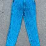 Wrangler 80s acid wash neon teal high rise taper ankle wedgy fit cowgirl jeans Photo 2