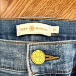 Tory Burch  Embroidered Hem Jeans Women’s Size 29 Light Wash Straight Leg Raw Hem Photo 1